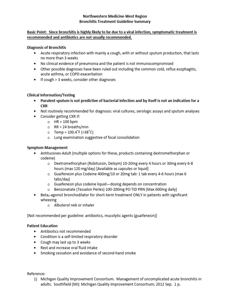 Bronchitis Guideline Summary.7.17 | PDF