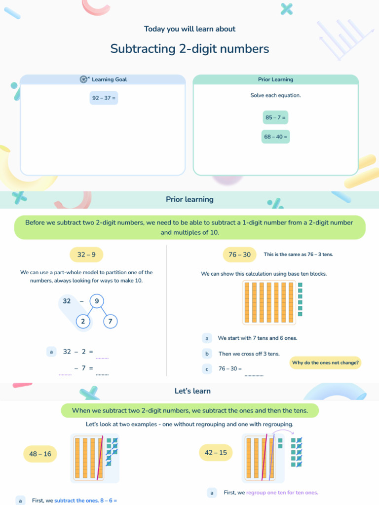 Subtracting 2-Digit Numbers | PDF