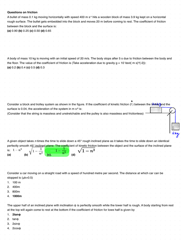 Problems | PDF | Friction | Force