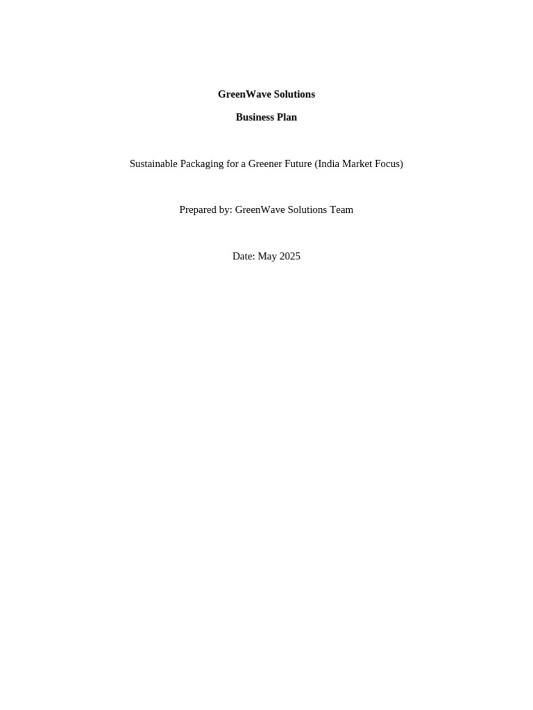 GreenWave Solutions: Sustainable Packaging | PDF | Sustainability ...