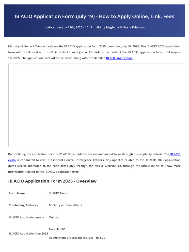 IB ACIO 2025 Application Details | PDF | Payments | Banking Technology
