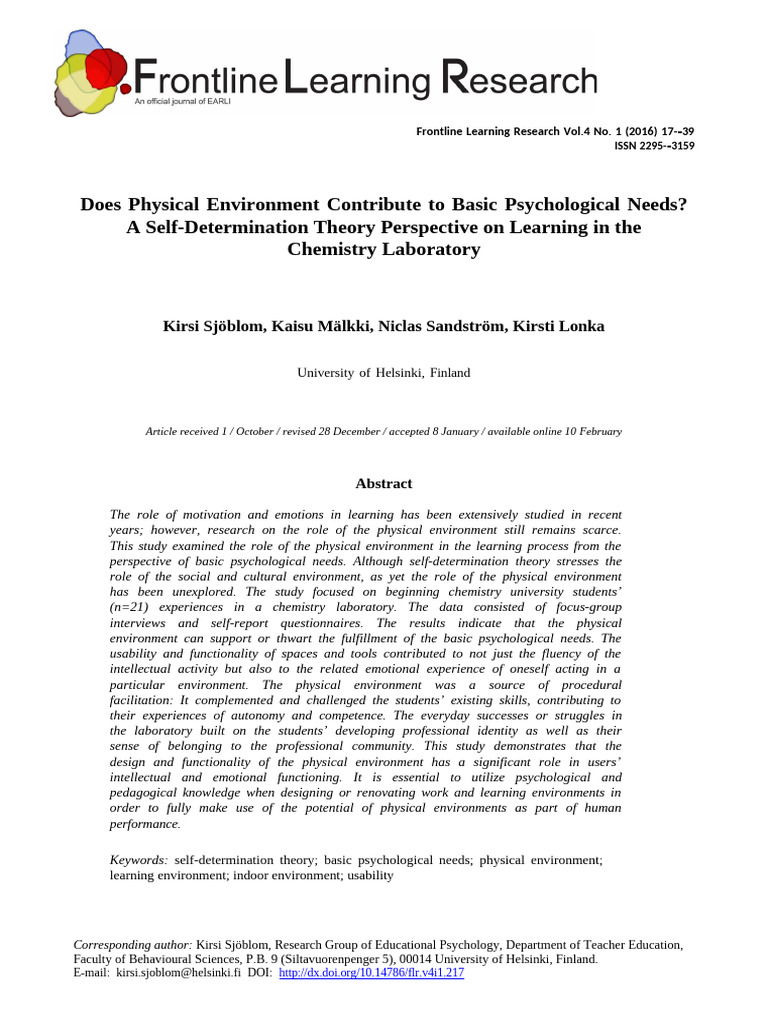 Impact of Physical Environment on Learning | PDF | Psychology | Learning