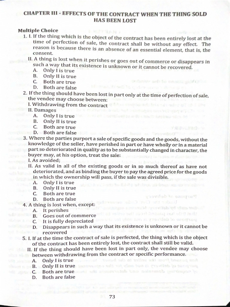 Chapter Iii - Effects of The Contract When The Thing Sold | PDF