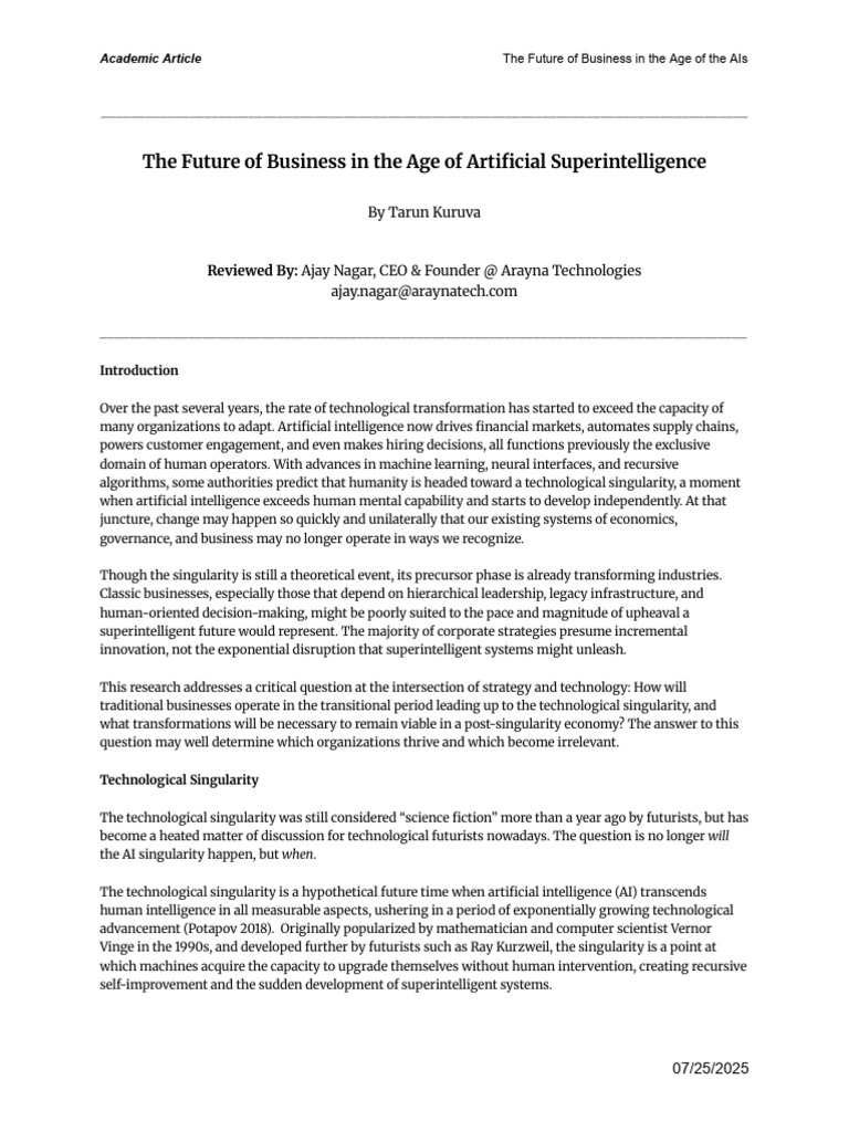 Future Business in AI's Singularity Era | PDF | Technological ...