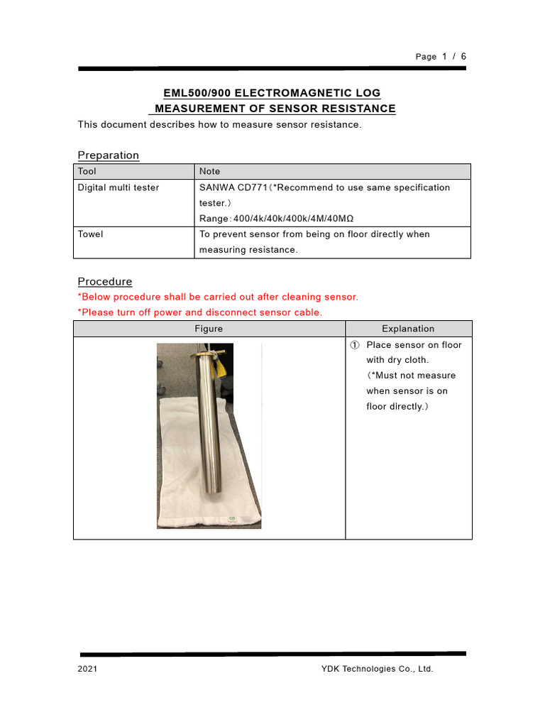 Eml500 Eml900 Sensor Resisitance Measurement e r1 | PDF | Electricity ...