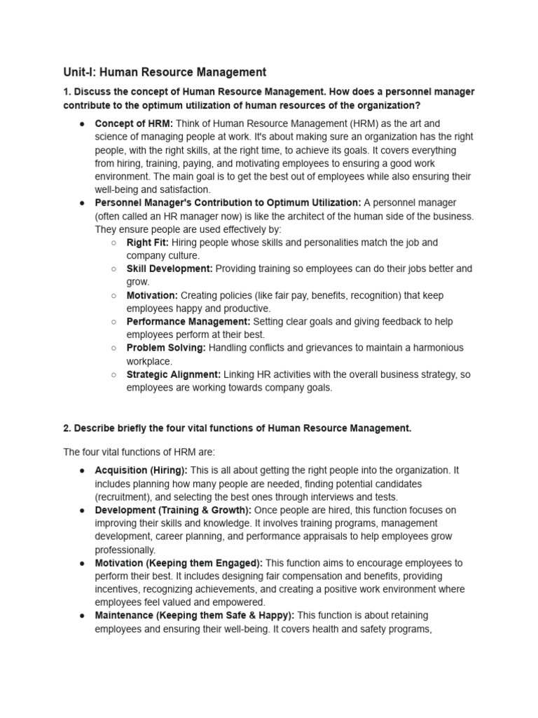 Overview of Human Resource Management | PDF | Human Resource Management ...