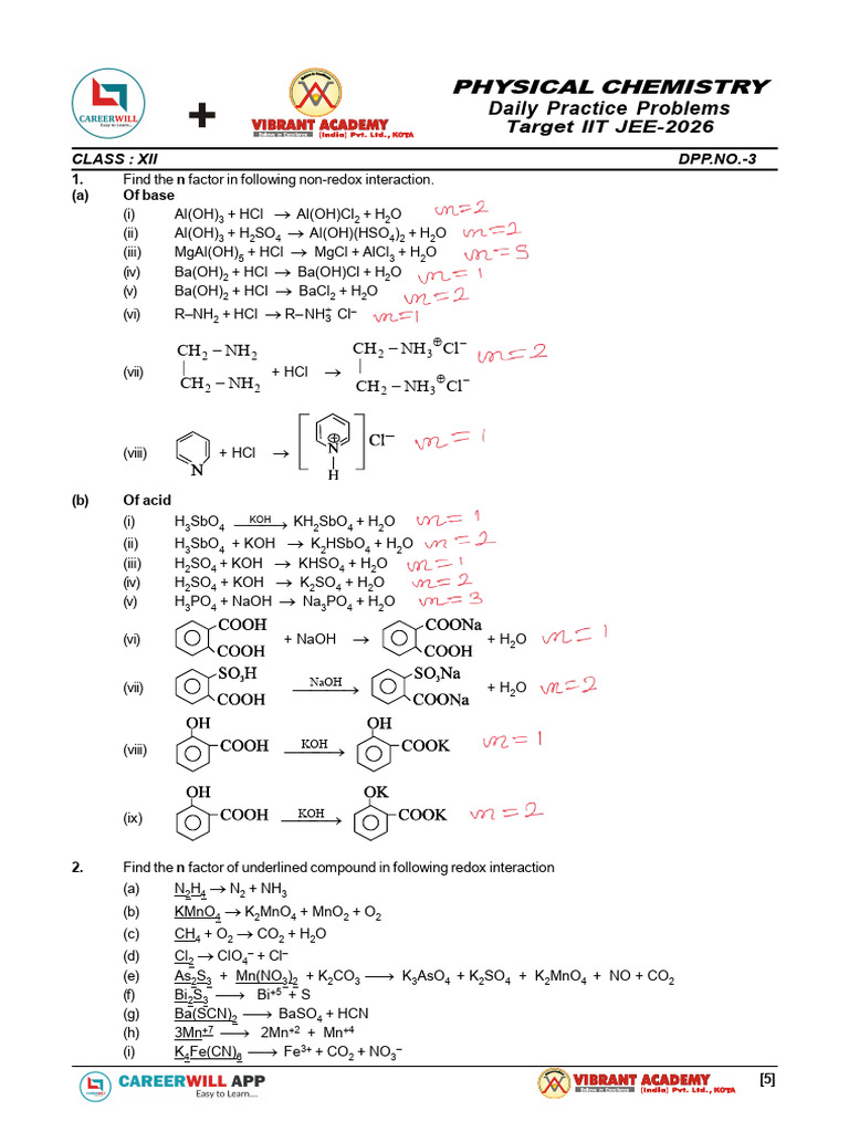 IIT JEE Physical Chemistry Practice | PDF