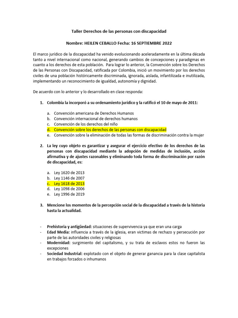 Taller Derechos de Las Personas Con Discapacidad | PDF | Invalidez ...