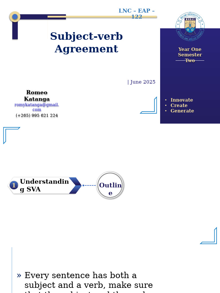 Subject-Verb Agreement Guide | PDF | Subject (Grammar) | Verb