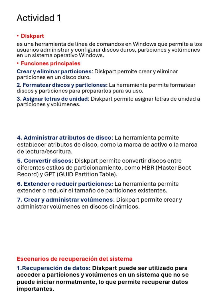 Comandos esenciales de Diskpart | PDF | Compatibles con PC Ibm ...