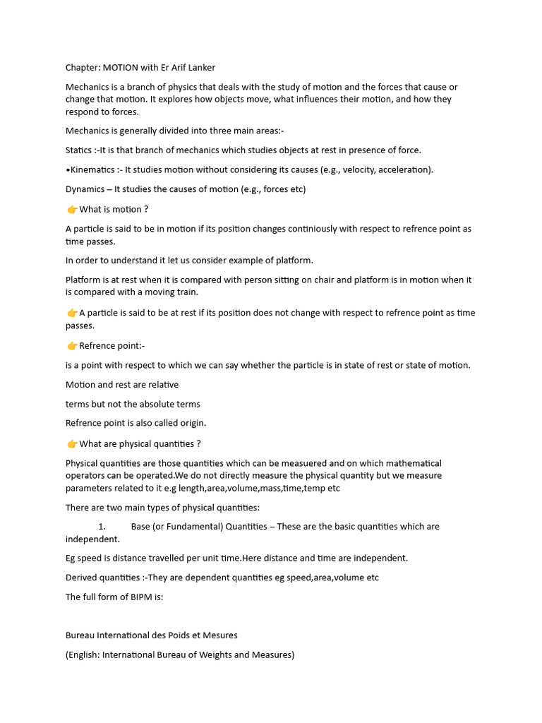 Understanding Motion and Physical Quantities | PDF | Acceleration ...