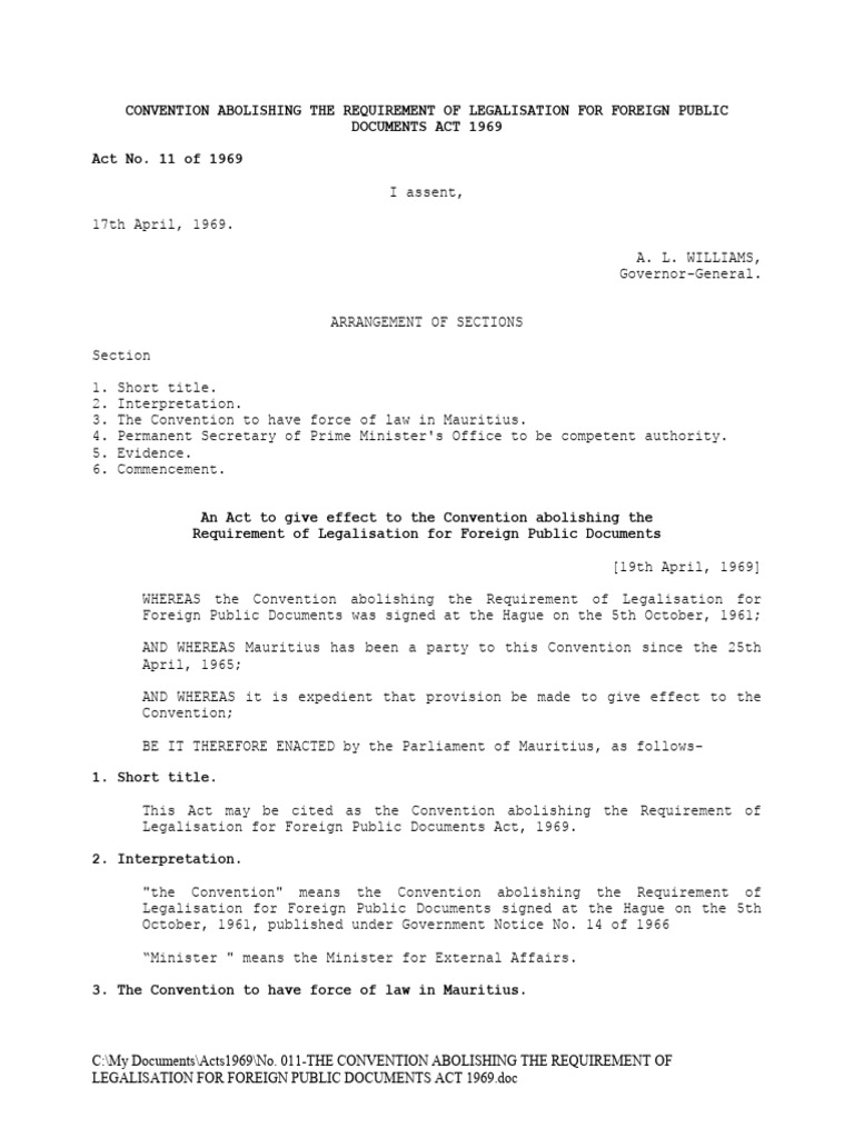 Foreign Document Legalisation Act 1969 | PDF | Statutory Law | Legal ...