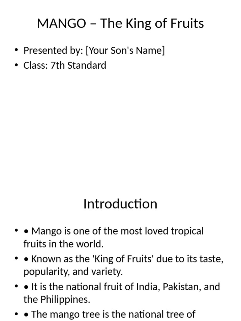 Mango: The King of Fruits Overview | PDF