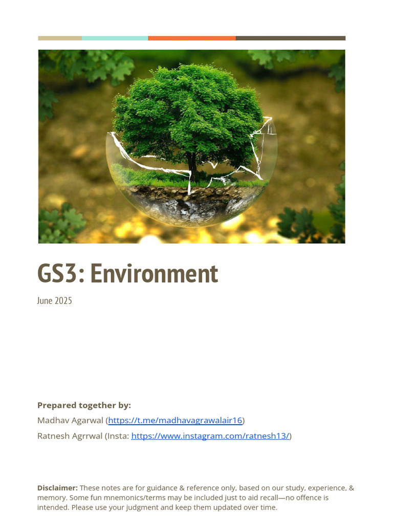 GS3 Environment Notes for UPSC 2025 | PDF | Environmental Impact ...