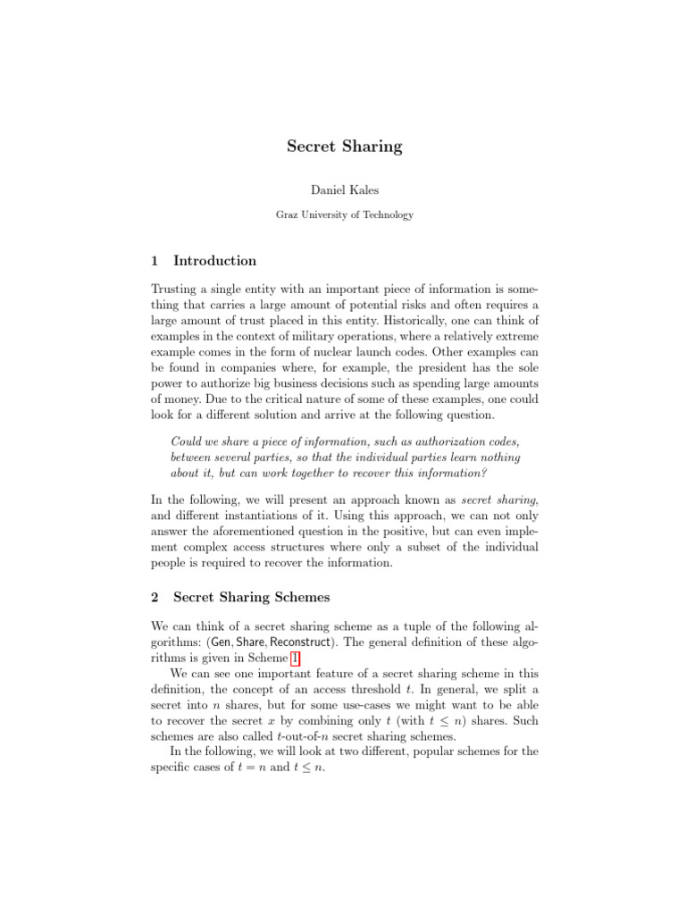 Shamir's Secret Sharing Explained | PDF | Mathematics | Applied Mathematics