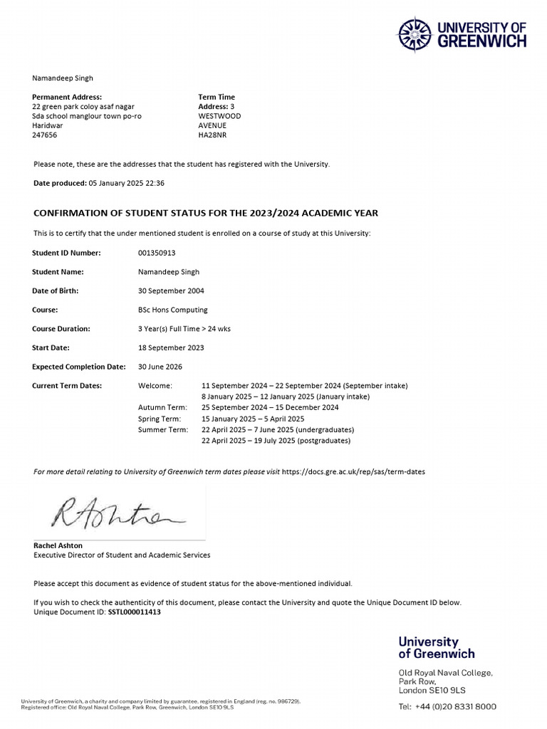 Student Status Confirmation 2023/2024 | PDF