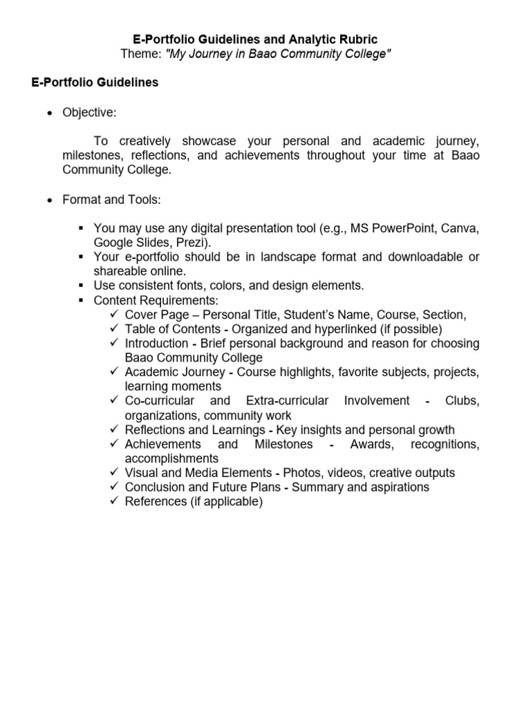 E-Portfolio Guidelines and Rubric | PDF