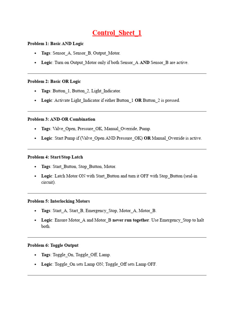 Control Logic Examples for Automation | PDF | Logic Gate | Electrical ...