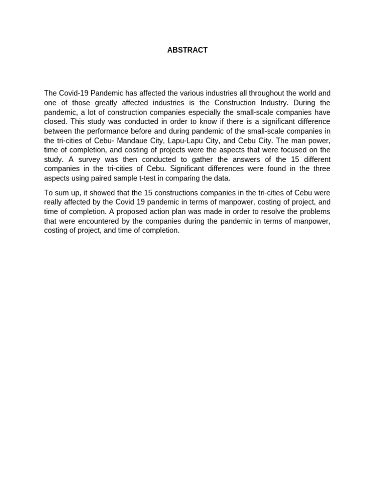 Impact of COVID-19 on Cebu Construction | PDF