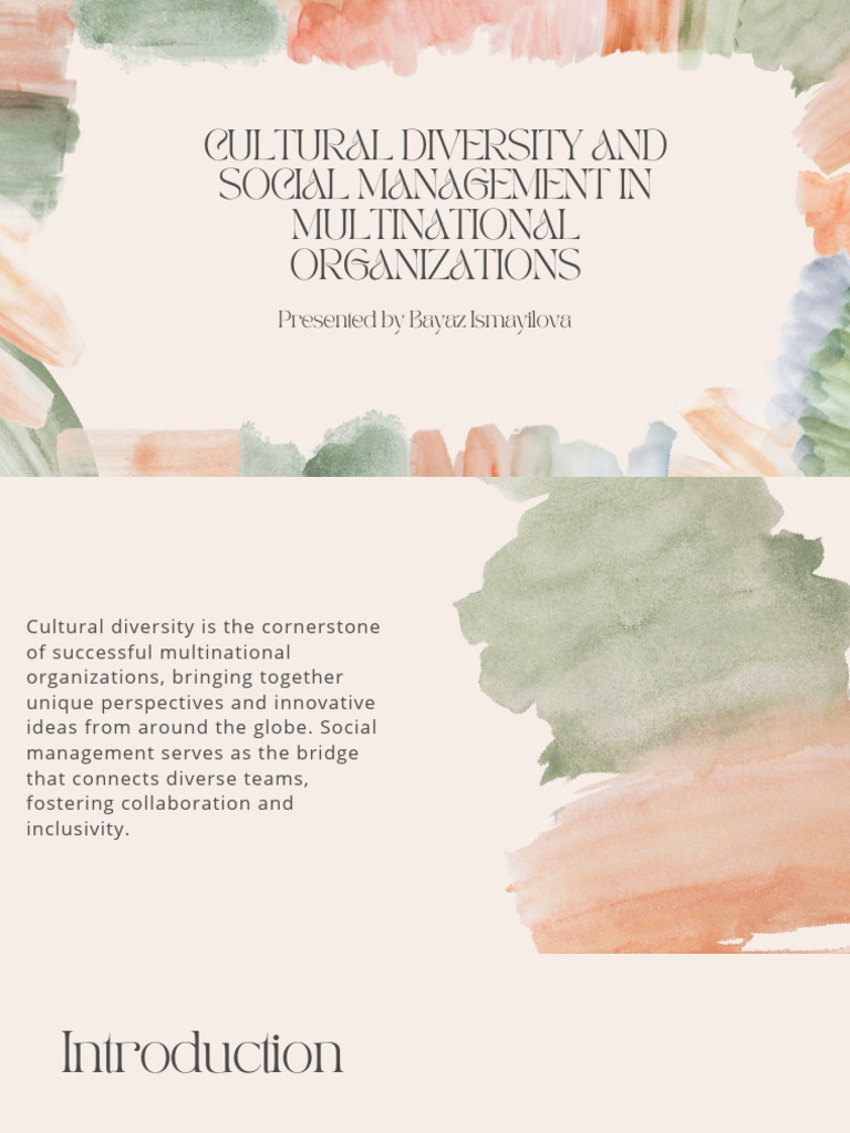 Cultural Diversity and Social Management in Multinational Organizations ...
