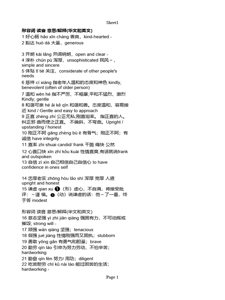 1-Chinese Notes O Level | PDF