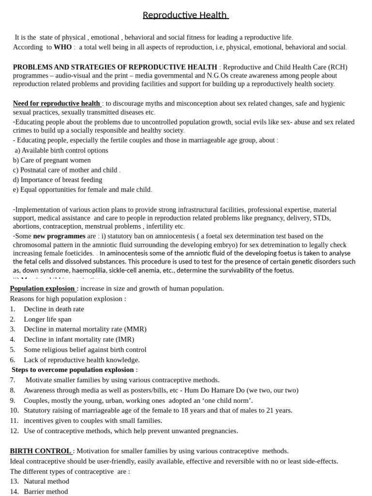 Reproductive Health Awareness and Strategies | PDF | Birth Control ...