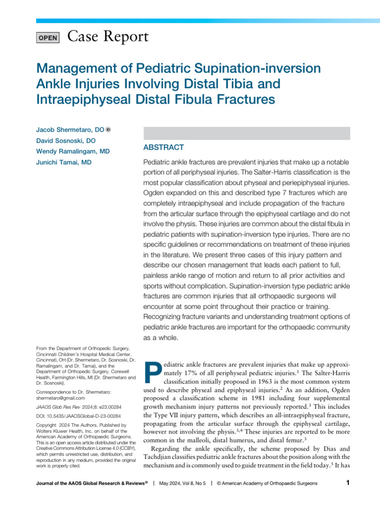 Management of Pediatric Supination Inversion Ankle.1 | PDF | Ankle ...