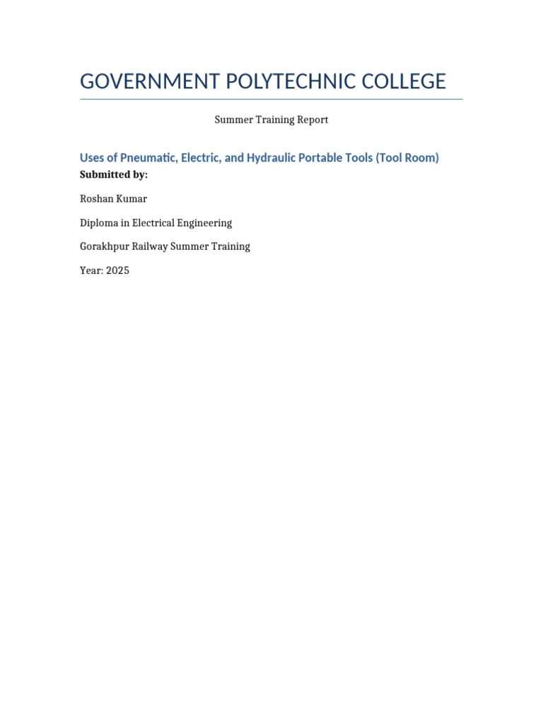 Summer Training Report Roshan | PDF