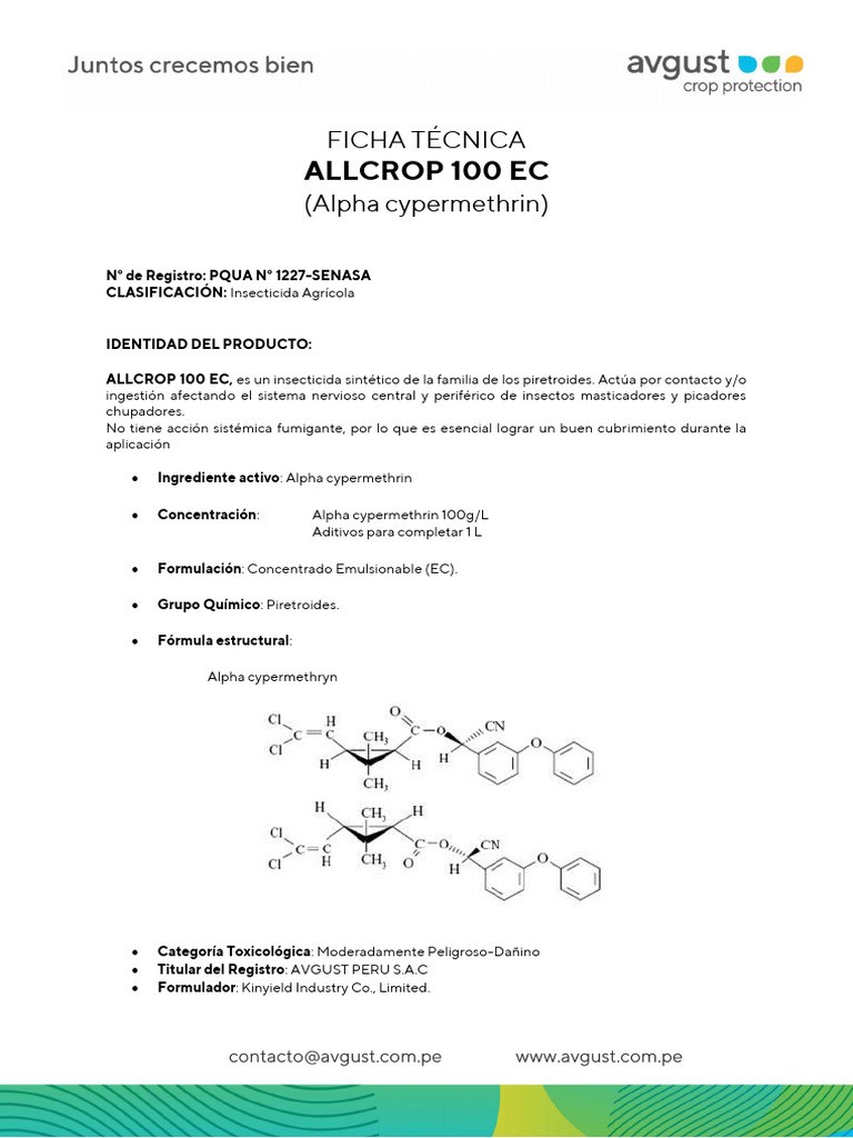Ficha Técnica de Allcrop 100 EC | PDF | Agua