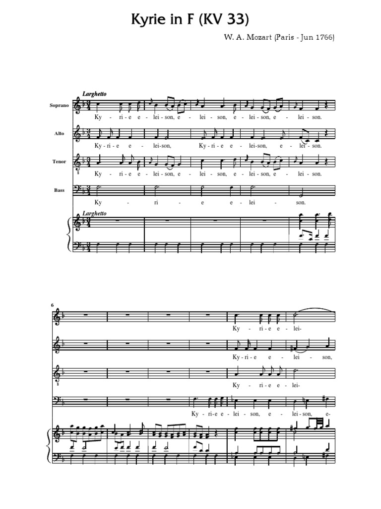 Kyrie InF (KV33) Mozart | PDF | Choral Music | Vocal Music