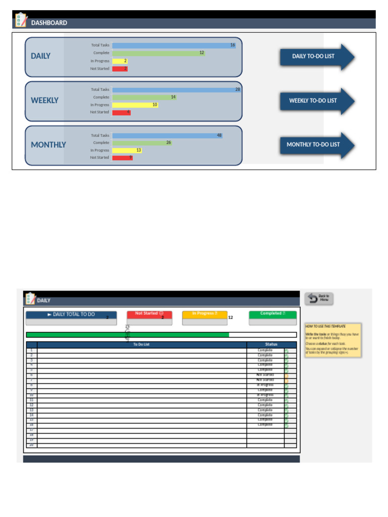 Daily, Weekly, Monthly Task Overview | PDF