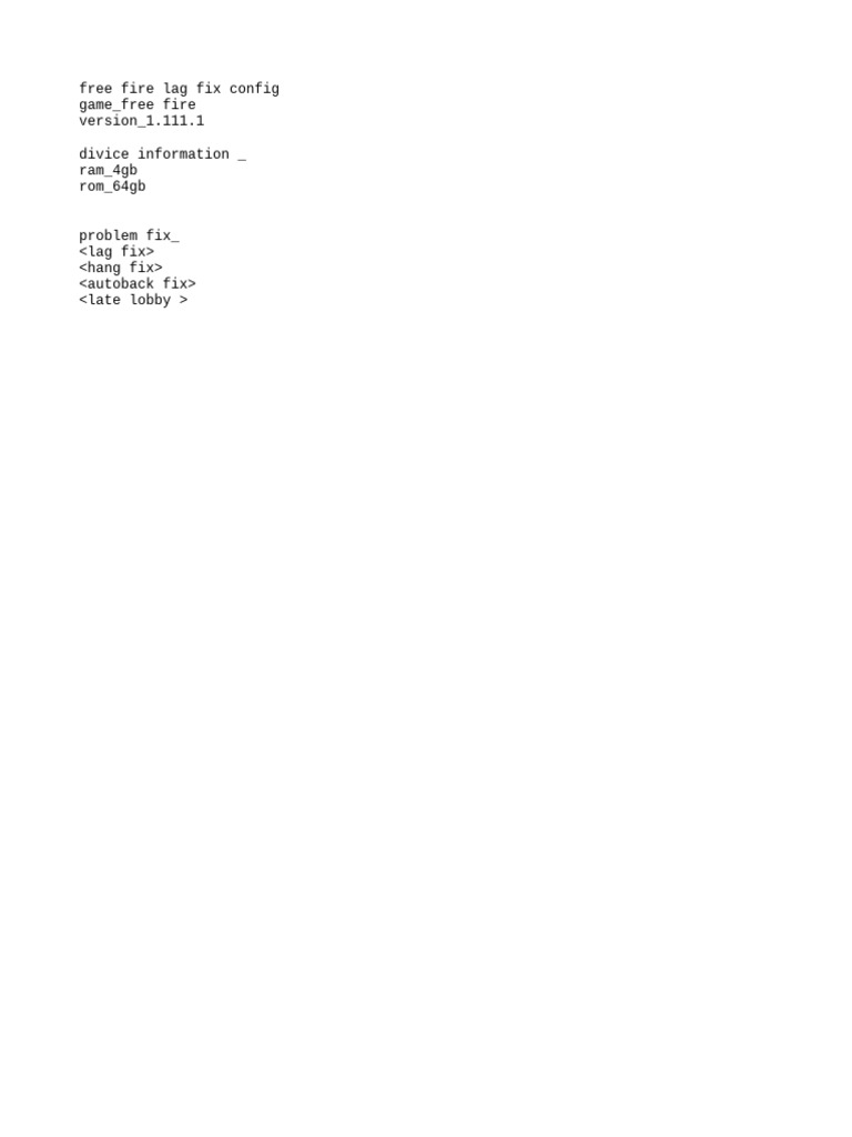 Free Fire FF Lag Fix | PDF