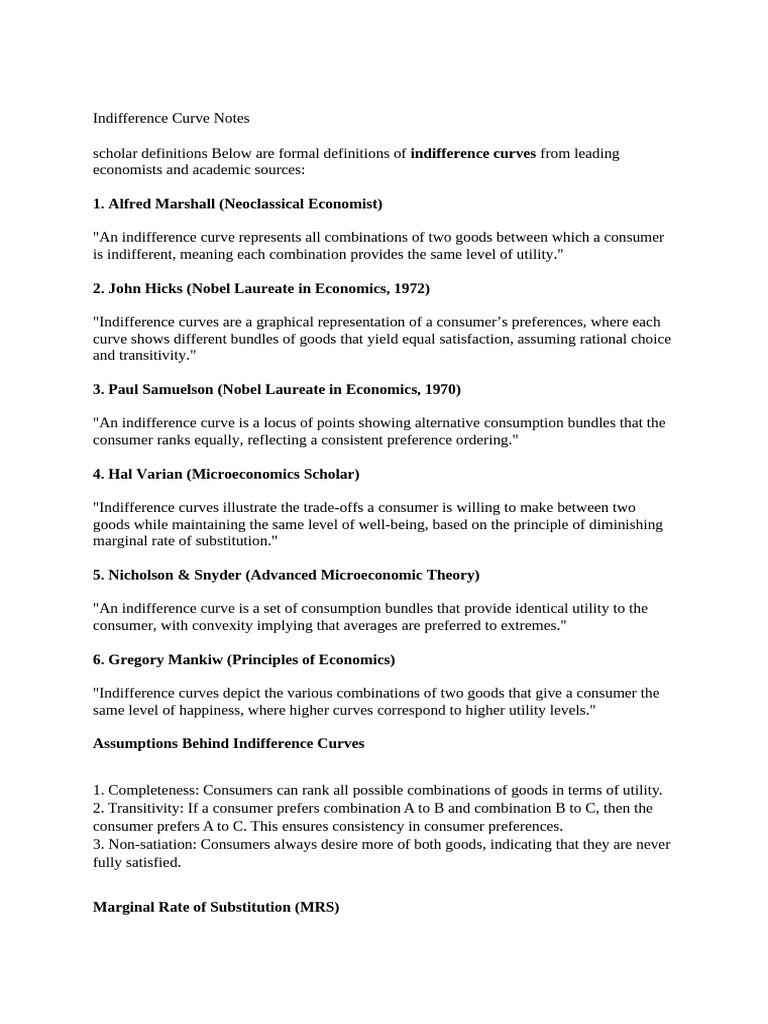 Understanding Indifference Curves in Economics | PDF | Utility ...