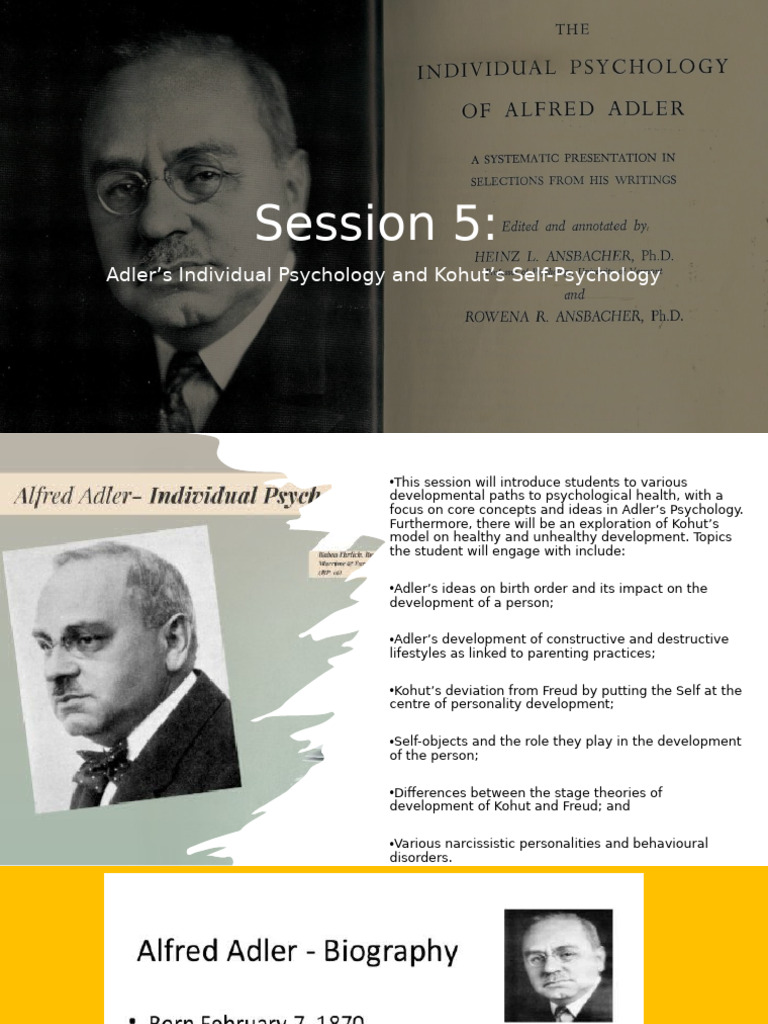 Session 5 Adler and Kohut | PDF | Narcissism | Psychology