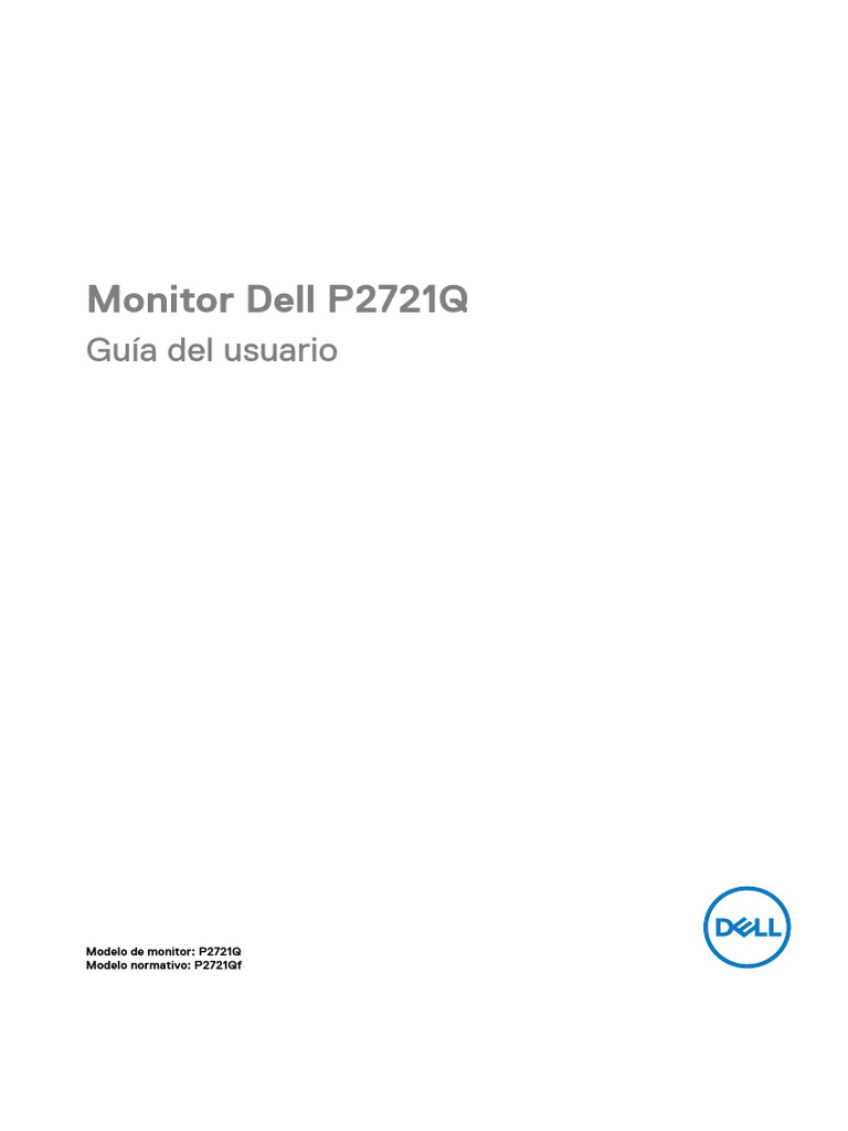 Manual del Monitor Dell P2721Q | PDF | USB | Monitor de computadora