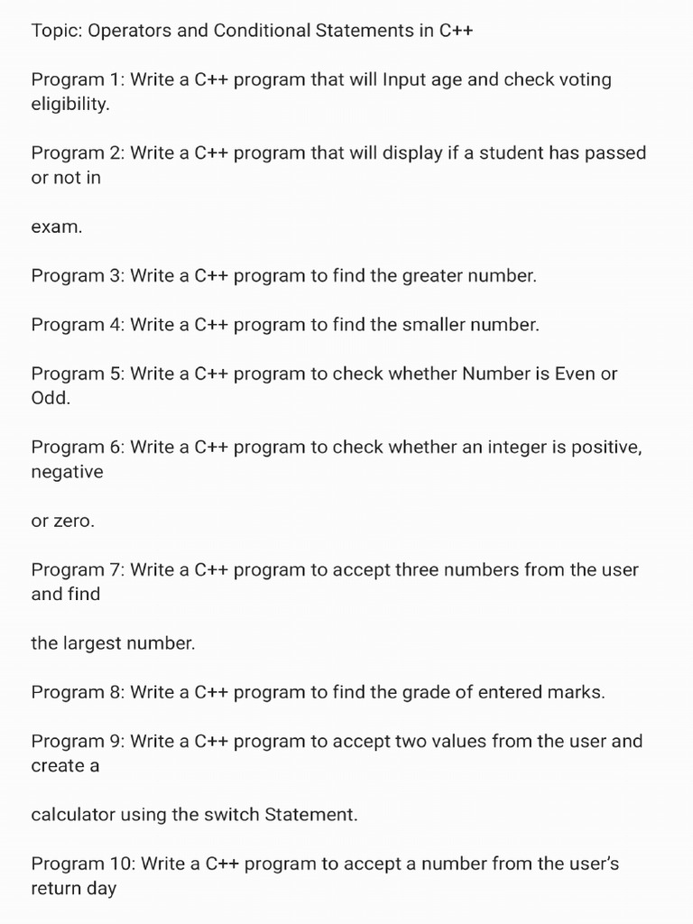 C++ Class 8 Intermediate Level Programs | PDF