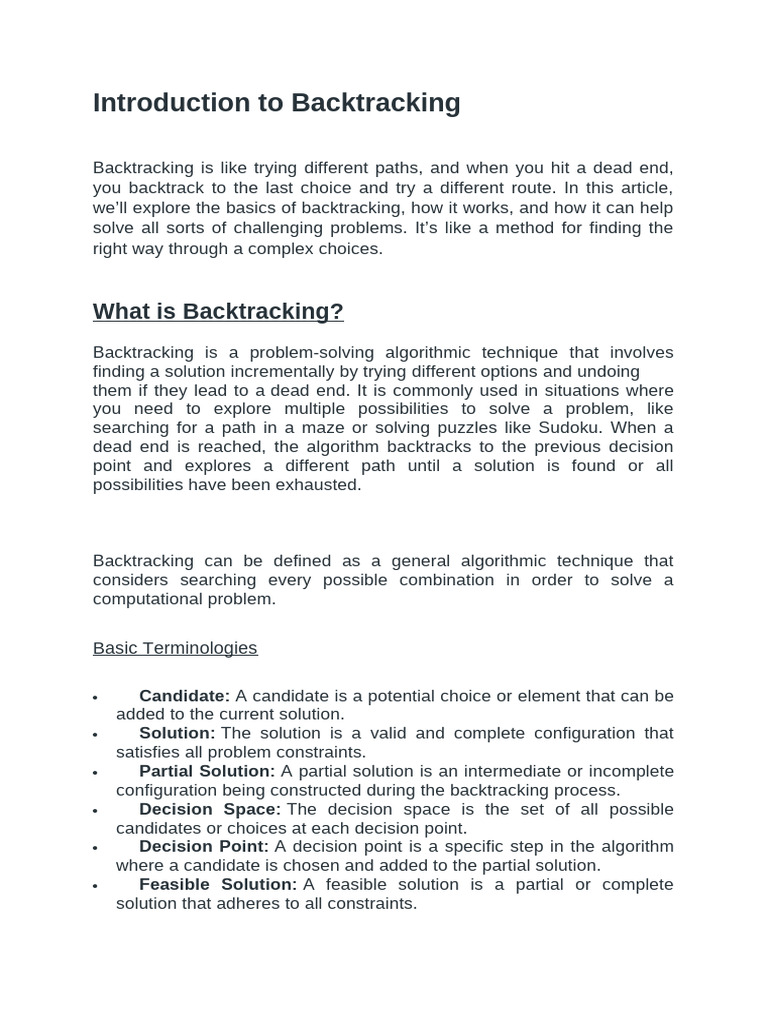 Understanding Backtracking Algorithms | PDF | Time Complexity ...