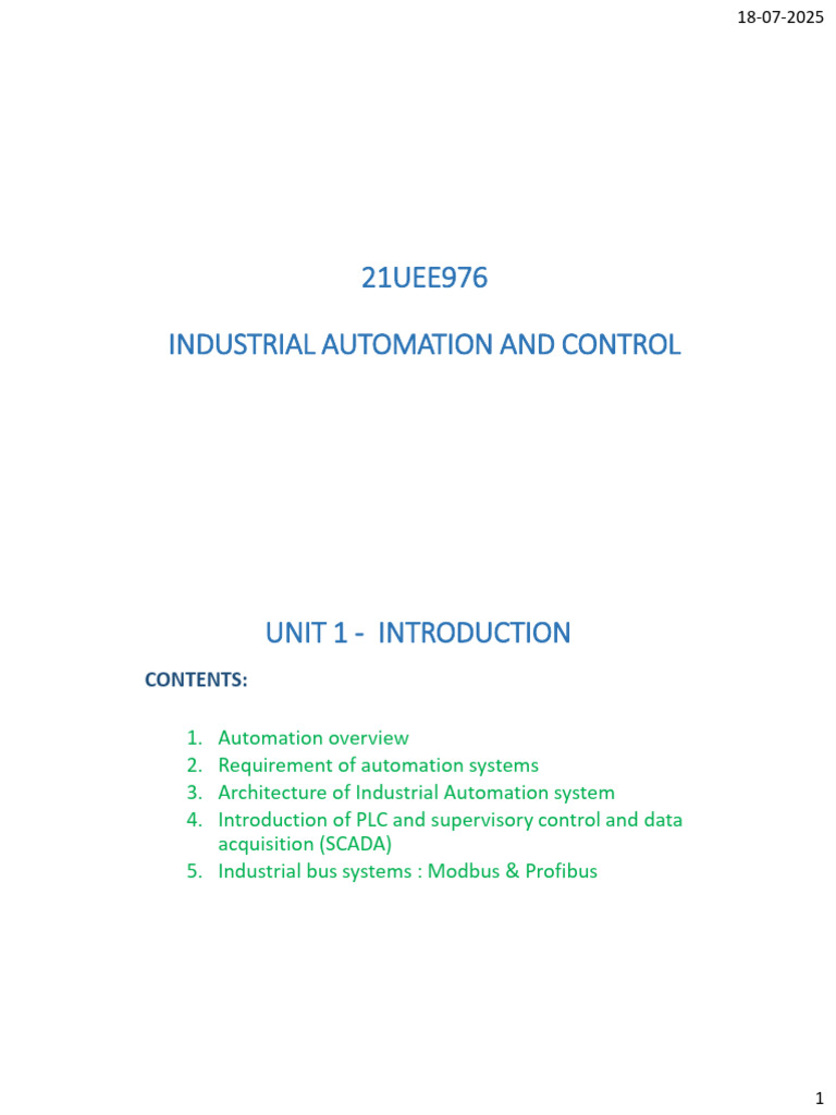 PT 1 Notes Industrial Automagtion and Control | PDF | Programmable ...