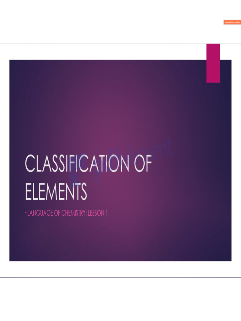 Classification of Elements in Chemistry | PDF | Chemical Elements ...