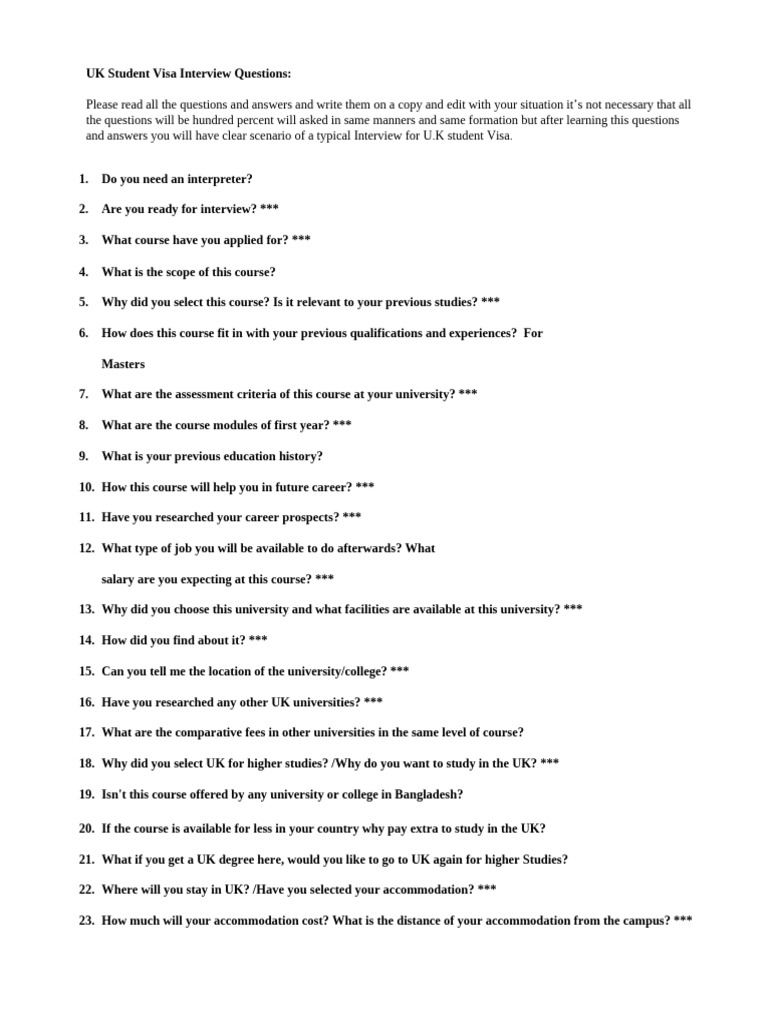 UK Student Visa Interview Guide | PDF