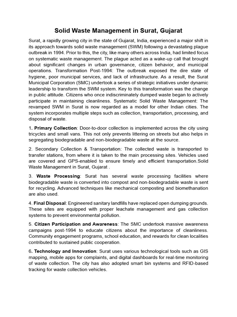 Surat's Solid Waste Management Success | PDF | Waste Management | Waste