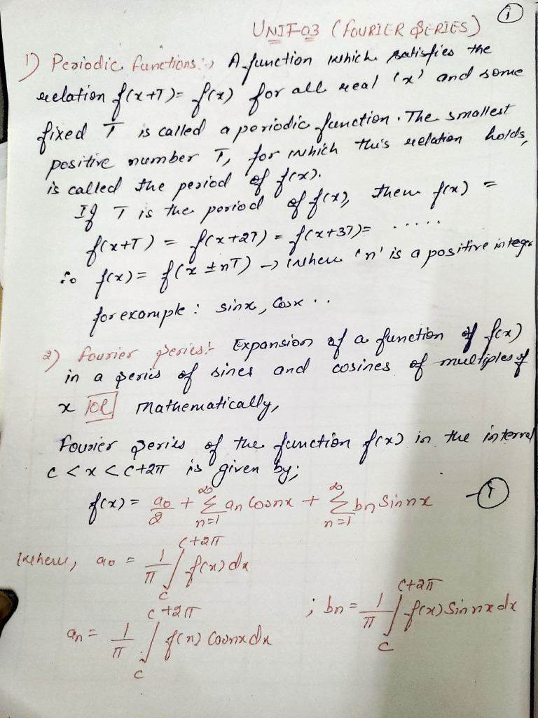 Fourier Series Notes (Unit-3) | PDF