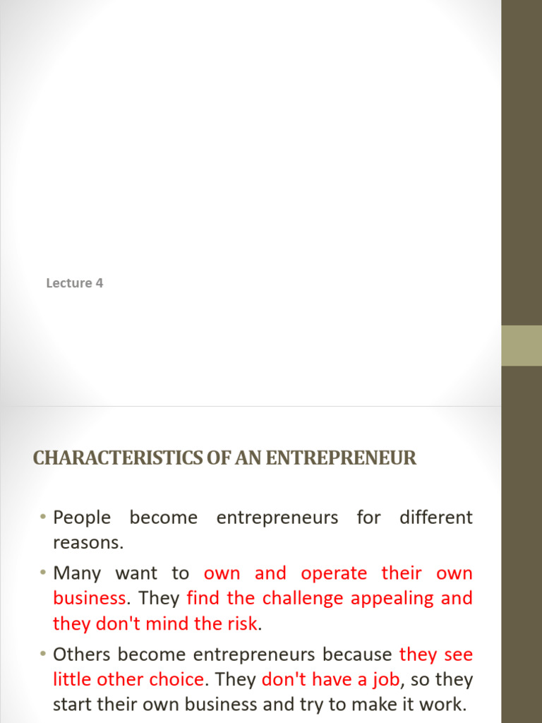 Characteristics of Successful Entrepreneurs | PDF