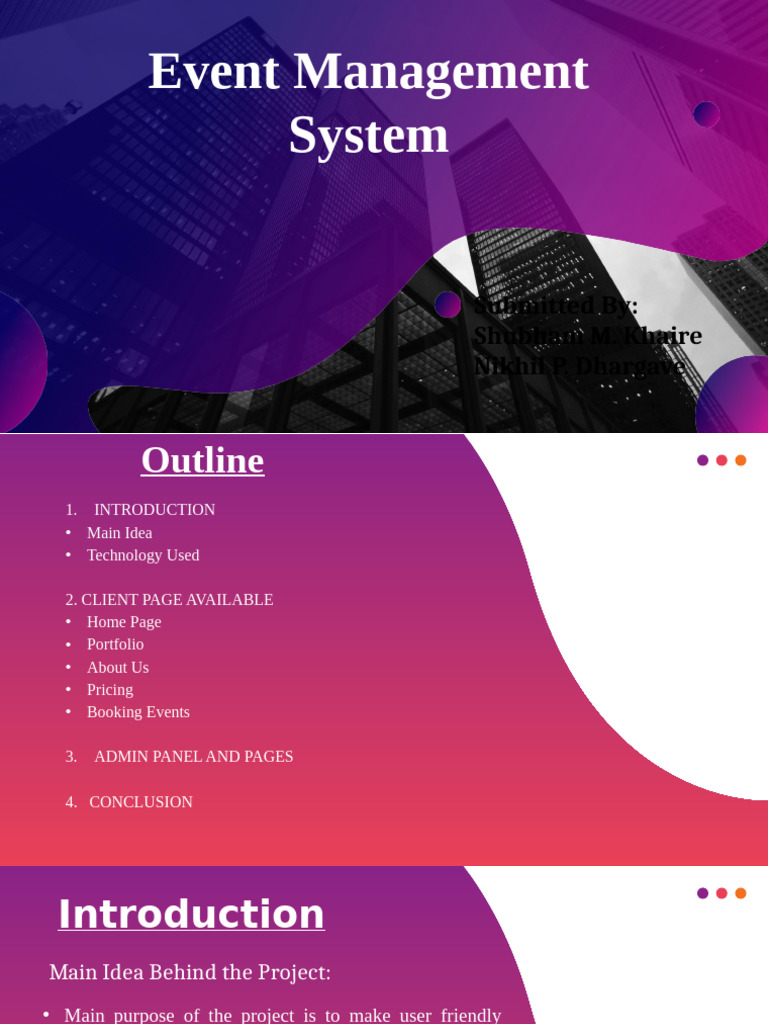 Event Management System PPT | PDF | Software | World Wide Web