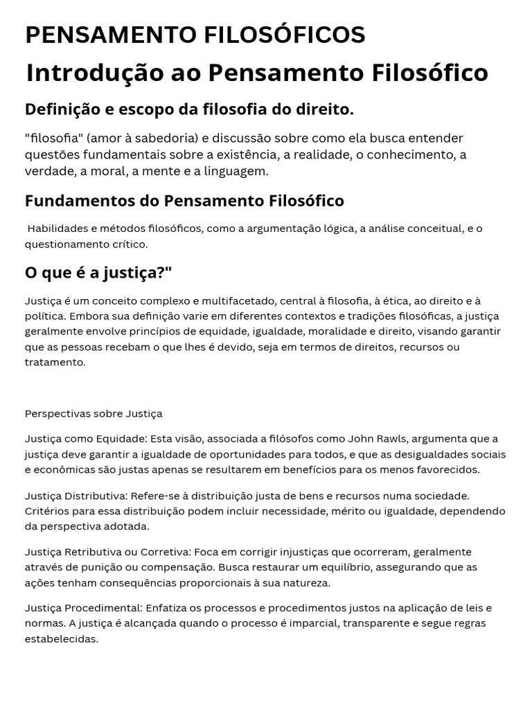 Aula 01 Introdução Ao Pensamento Filosófico - Texto | PDF | Justiça ...