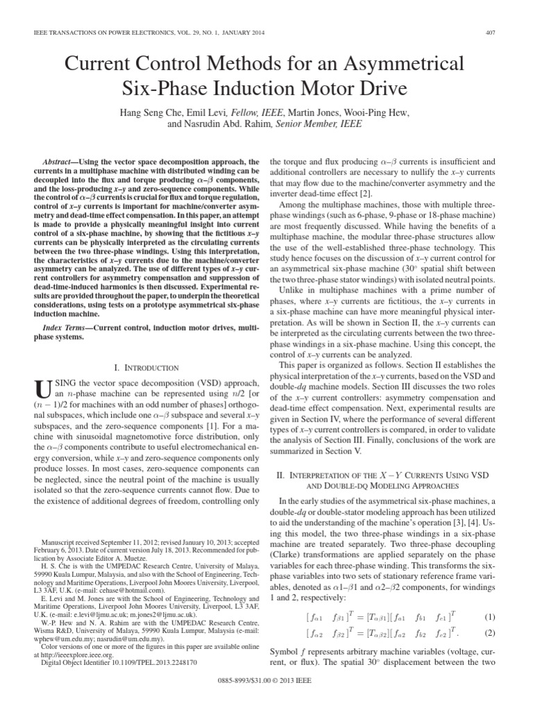Current Control in Six-Phase Motors | PDF | Resonance | Electrical ...