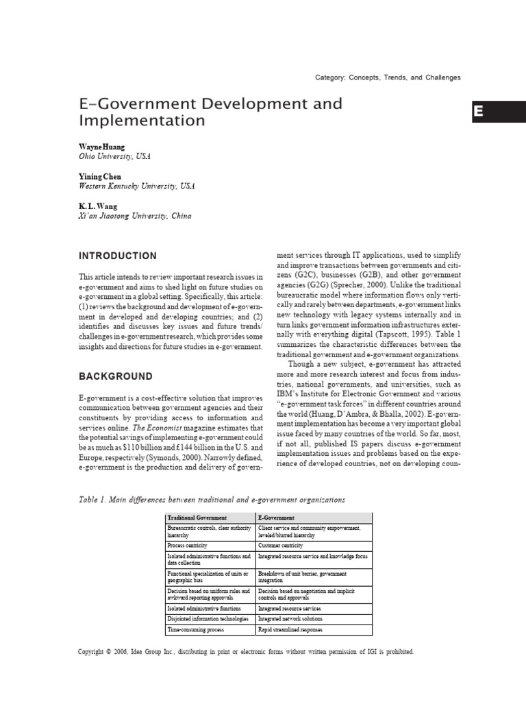 E-Government: Trends and Challenges | PDF | E Government | Computing