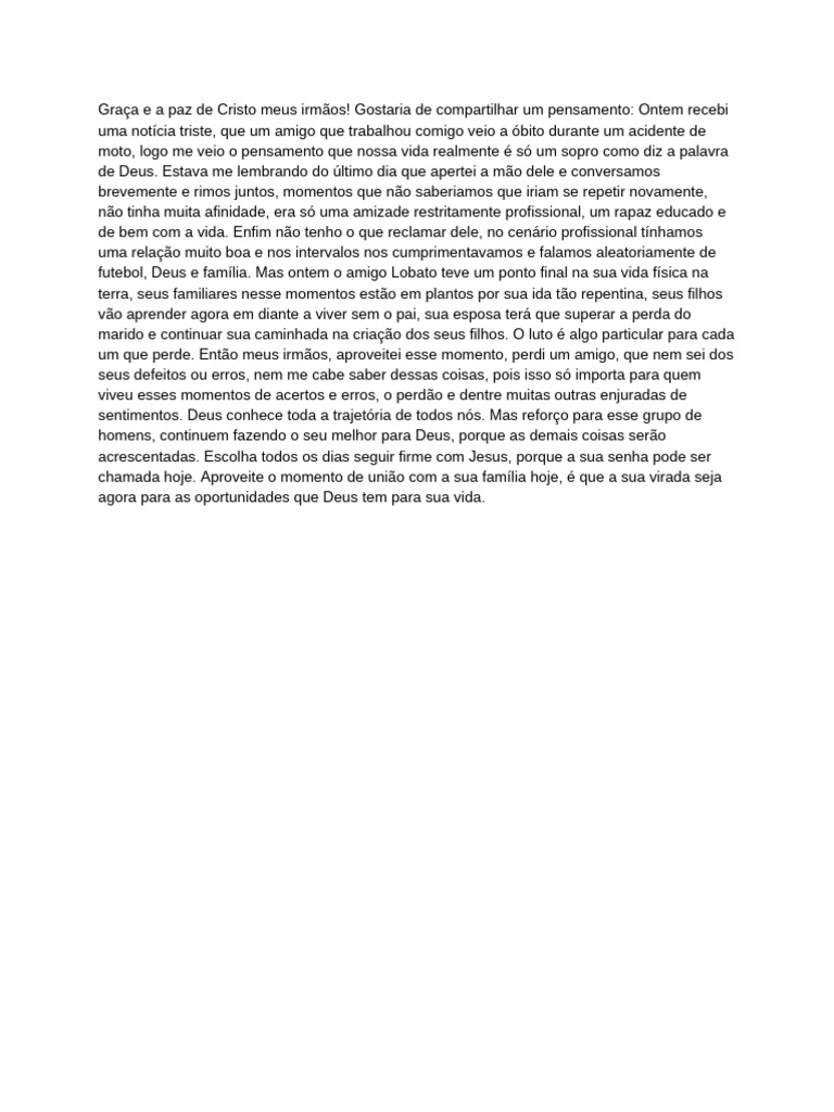 Reflexões sobre a vida e a perda | PDF