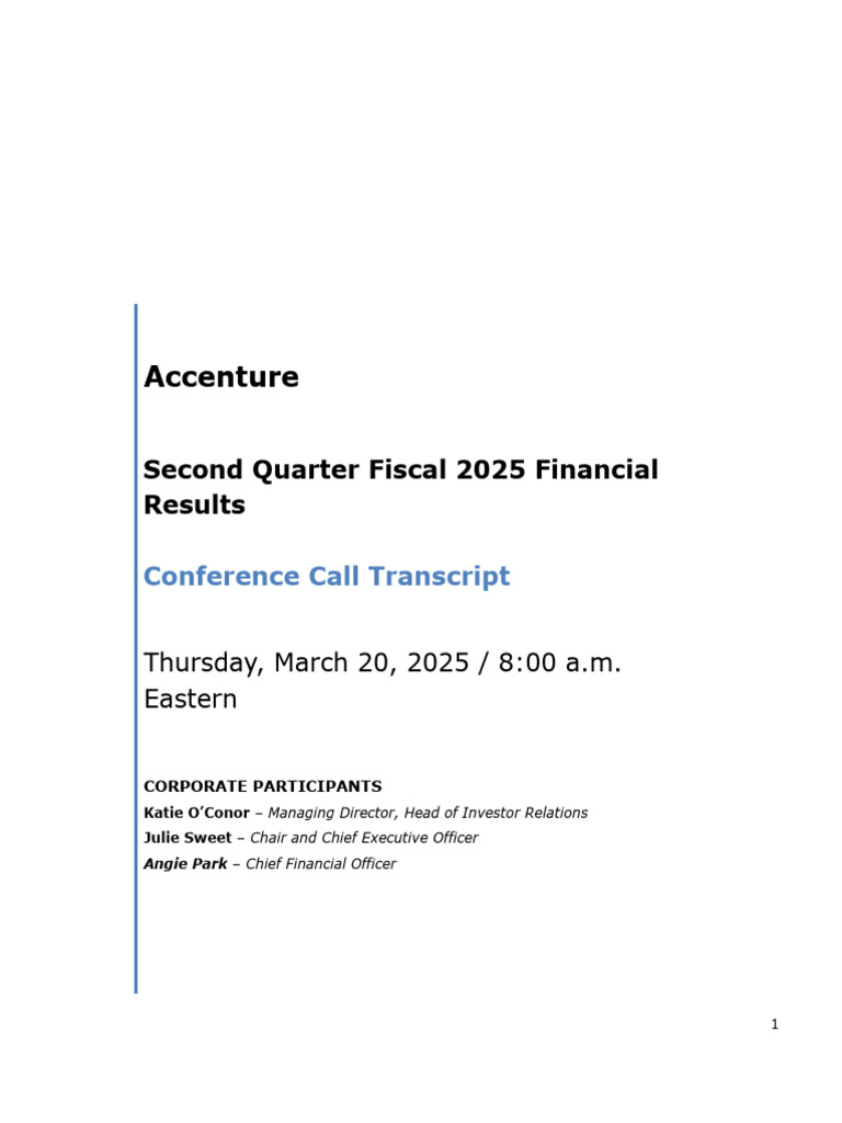 Accenture Q2 FY 2025 Earnings Overview | PDF | Artificial Intelligence ...