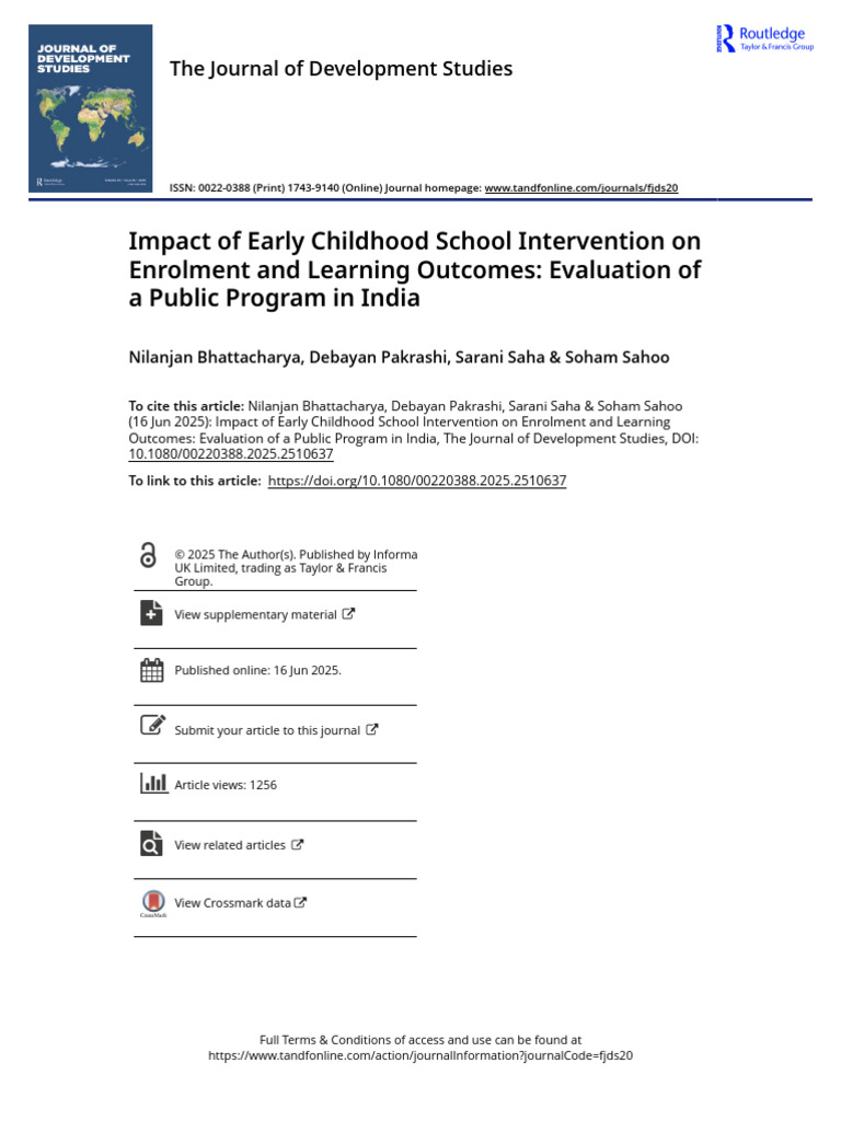 Impact of Early Childhood School Intervention On Enrolment and Learning ...